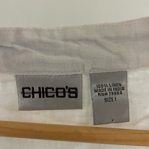 Chico's White Tunic with Brown Metallic Jewel Trim - Picture 3 of 4